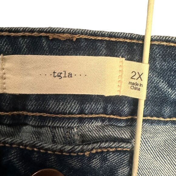 NWT tgla Womens Plus Size 2X Blue Jeans Button Fly Straight Leg Ankle High Rise - Picture 3 of 16